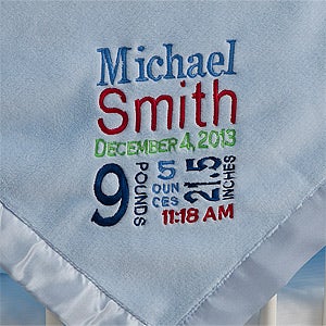 Personalized Baby Blankets for Boys - Birth Announcement - 12372