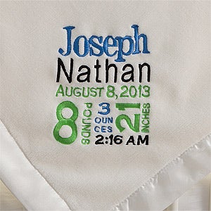 Personalized Baby Blankets for Boys - Birth Announcement - 12372