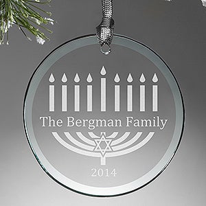 Personalized Hanukkah Ornament - Menorah - 12428