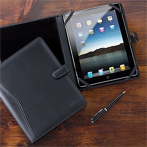 Personalized Leather iPad Case - Black - 12431
