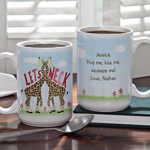 Personalized Coffee Mugs - Romantic Let's Neck Giraffes - 12525