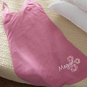 Personalized Pink Chemise with Floral Name Design - 12639