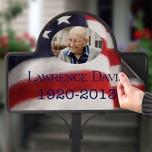 Personalized American Flag Memorial Stake - 12704