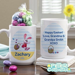 Personalized Peter Cottontail Easter Mug with Chocolate Eggs - 12757
