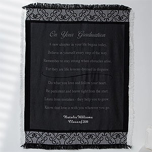 Personalized Graduation Afghan Blanket - Scroll - 12772