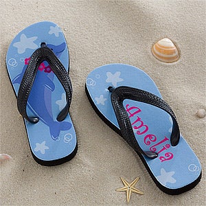 Personalized Kids Flip Flop Sandals - Dolphin - 12827