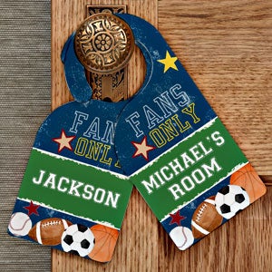 Personalized Boy's Bedroom Door Hanger - Sports - 12999