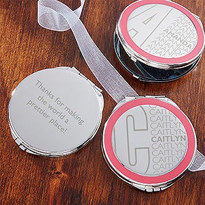 Beautiful Reflections Engraved Name Compact Mirrors make great personalized Valentines Day gifts.