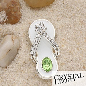 Personalized Swarovski Birthstone Flip Flop Necklace or Pendant - 1431D