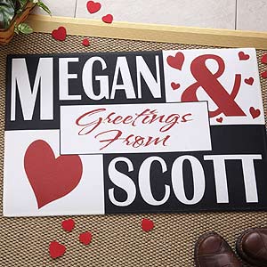 Personalized Welcome Mat - You and Me Heart Design - 1442