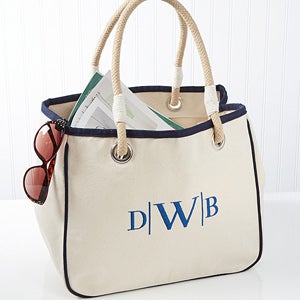 Embroidered Canvas Rope Tote- Monogram - #14555-RM Embroidered Canvas Rope Tote- Monogram - #14555-RM