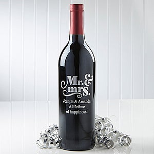 ... the bride and groom with our Happy Couple Personalized Wine Bottles