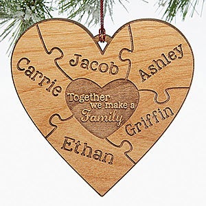 Personalized Puzzle Wood Christmas Ornament - Together We 