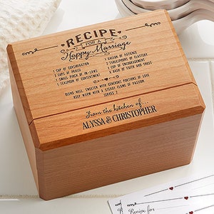 Personalized Wedding Recipe Box & Cards - Recipe For A Happy Marriage