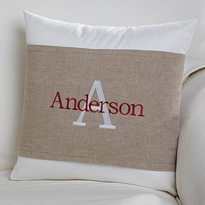 Personalized Throw Pillow with Wrap - Family Initial