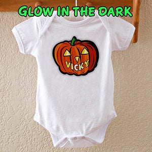 Personalized Kids and Baby Clothes - Glow In The Dark Pumpkin - 1662