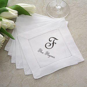 Monogrammed Linen Cocktail Napkins Party Set - 2409