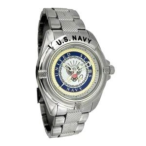 Personalized Silver Military Watch - Navy