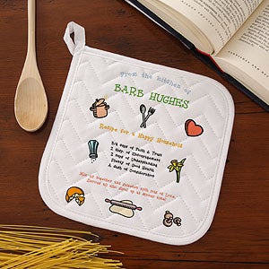Recipe for a Happy Household Personalized Apron & Potholder - 2419