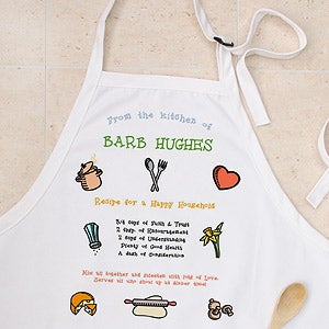 Recipe for a Happy Household Personalized Apron & Potholder - 2419