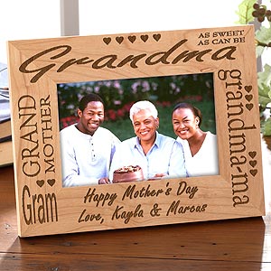 Personalized Picture Frame for Grandma - Engraved Wood Frame - 2586