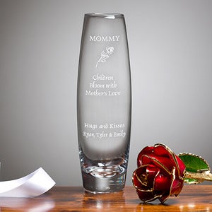 Engraved Glass Bud Vase with 24k Gold Rose - 2626