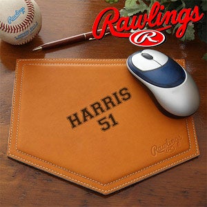 Official Rawlings® Homeplate Leather Mouse Pad Personalized Leather Mouse Pad In Home Plate Design - 2751