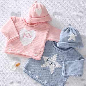 Personalized Baby Sweater and Hat Set - Embroidered - 2782
