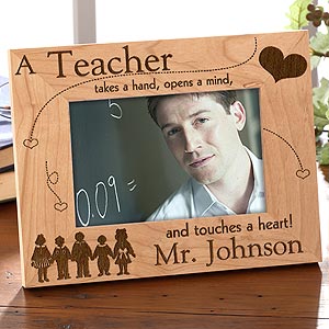 Wooden Picture Frames  Quotes on Engraved Wood Teacher Picture Frame   2801