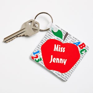 Personalized Red Apple Teacher Keychain - 2809