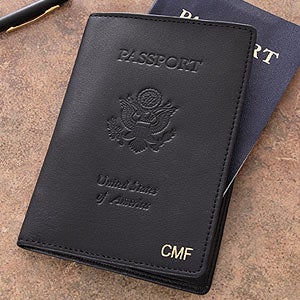 Personalized Leather Passport Covers - First Class Monogram Design - 2837