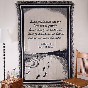 Embroidered Memorial Footprints Tapestry Afghan Blanket - 2995