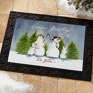 Personalized Snow Family Custom Door Mat - 3031