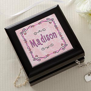 Personalized Jewelry and Treasure Box - Pretty In Pink Design - 3043