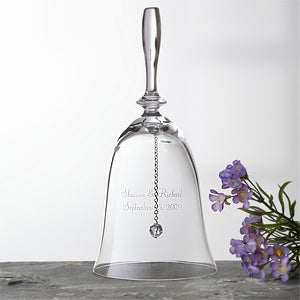 Custom Engraved Crystal Wedding Bell Keepsake - 3069