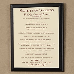 Custom Graduation Gift Plaque - Secrets of Success Graduation Quote Design - 3079