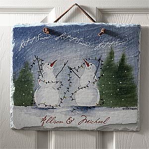 Personalized Snow Couple Welcome Slate Plaque - 3102