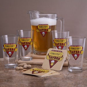 Personalized Pub Glasses and Pitcher Set - Cheers Tavern - 3254D