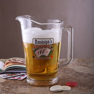 Personalized Pub Glasses and Pitcher Set - Poker Room - 3255D