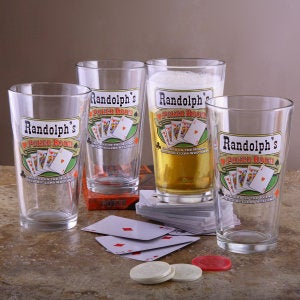 Personalized Pub Glasses and Pitcher Set - Poker Room - 3255D