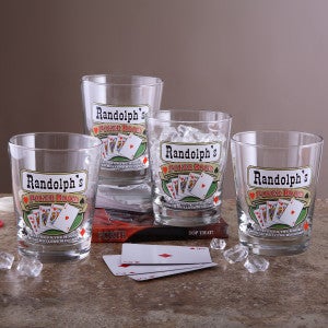 Personalized Pub Glasses and Pitcher Set - Poker Room - 3255D