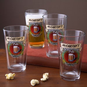 Personalized Pub Glasses and Pitcher Set - Neighborhood Pub - 3256D