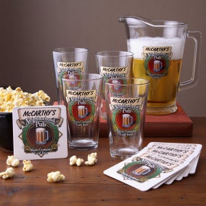Personalized Pub Glasses and Pitcher Set - Neighborhood Pub - 3256D