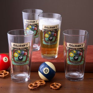 Personalized Pub Glasses and Pitcher Set - Pool Room - 3257D