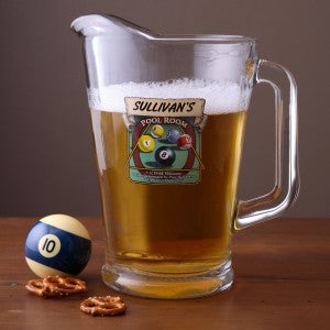 Personalized Pub Glasses and Pitcher Set - Pool Room - 3257D