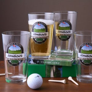 Personalized Bar Glasses and Pitcher Set - 19th Hole Golf - 3259D