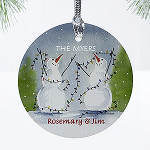 Personalized Snow Couple Porcelain Christmas Ornament - 3333