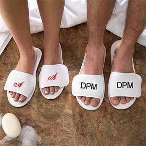 Monogrammed Terry Spa Slippers With Velcro Closure - 3347