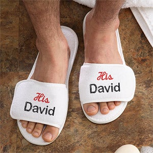Personalized Terry Cloth Spa Slippers - His and Hers Design - 3349