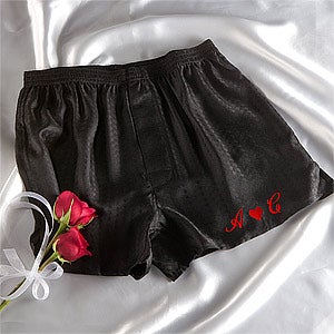 Personalized Black Silk Boxers